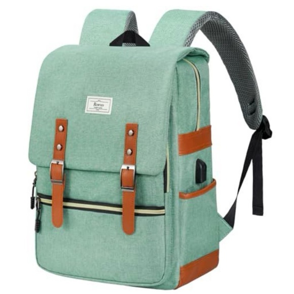 Ronyes Handbags - NEW Ronyes Vintage Laptop Backpack w/ USB Charging Port – Mint Green